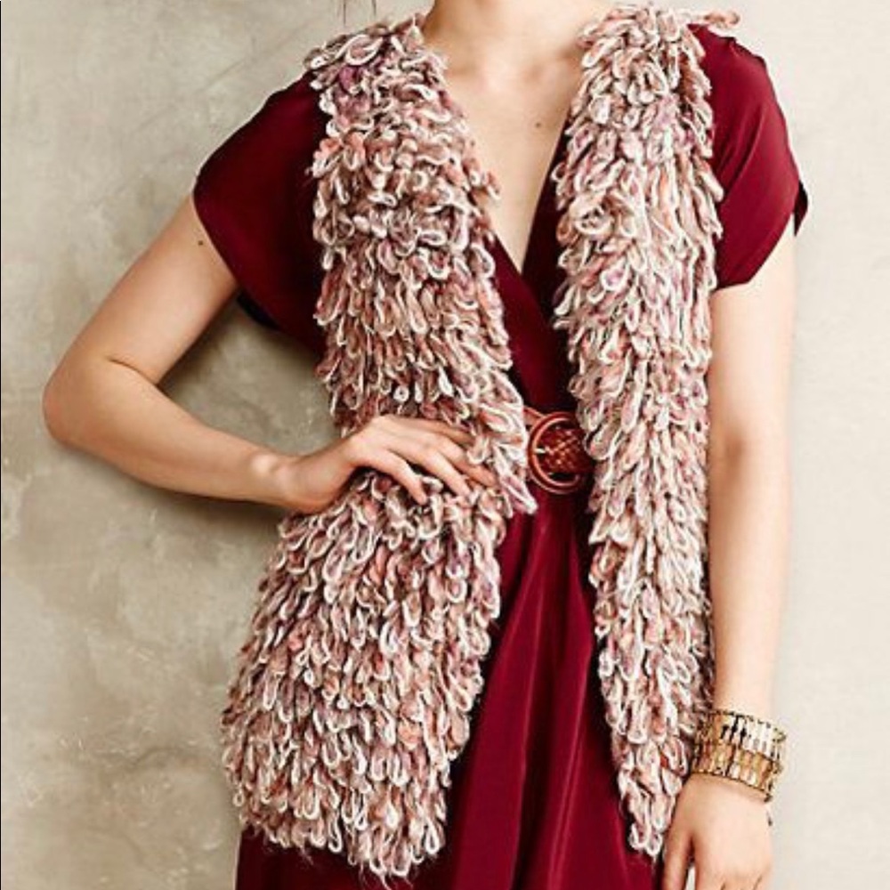 Anthropologie Sherbet Loop Handknit Vest Textured